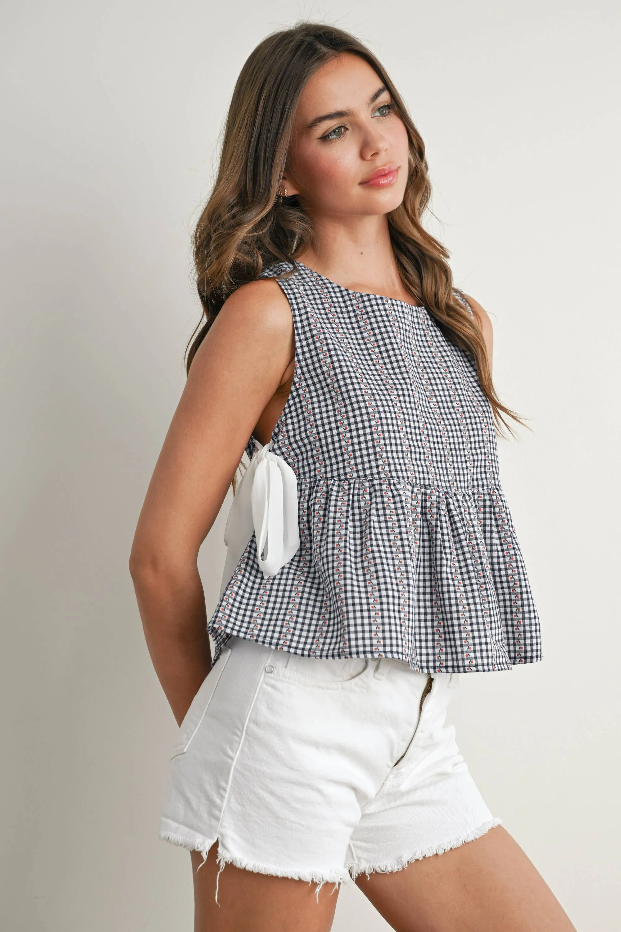 SKY MEADOW PEPLUM TOP