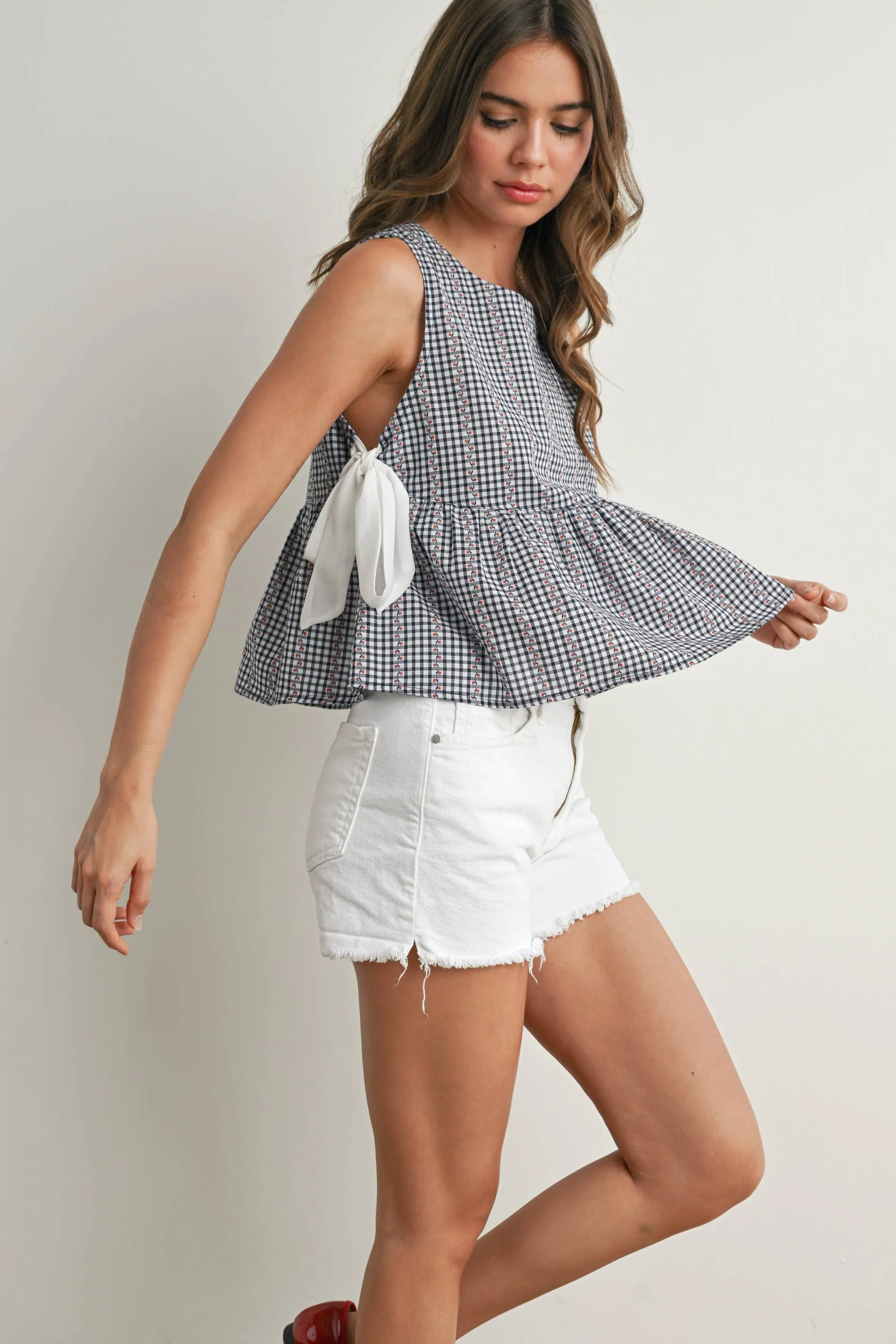 SKY MEADOW PEPLUM TOP