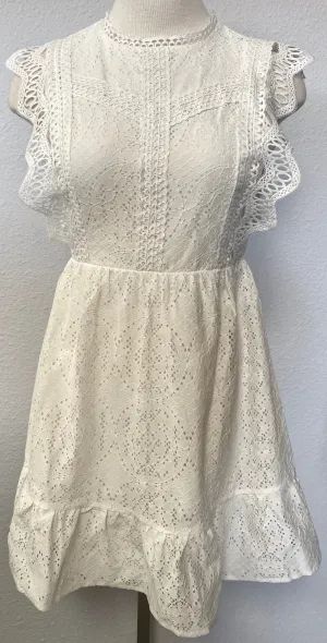 SLEEVELESS EYELET DRESS