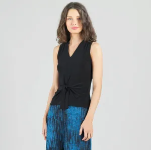 Sleeveless V-Neck Center Front Tie Top