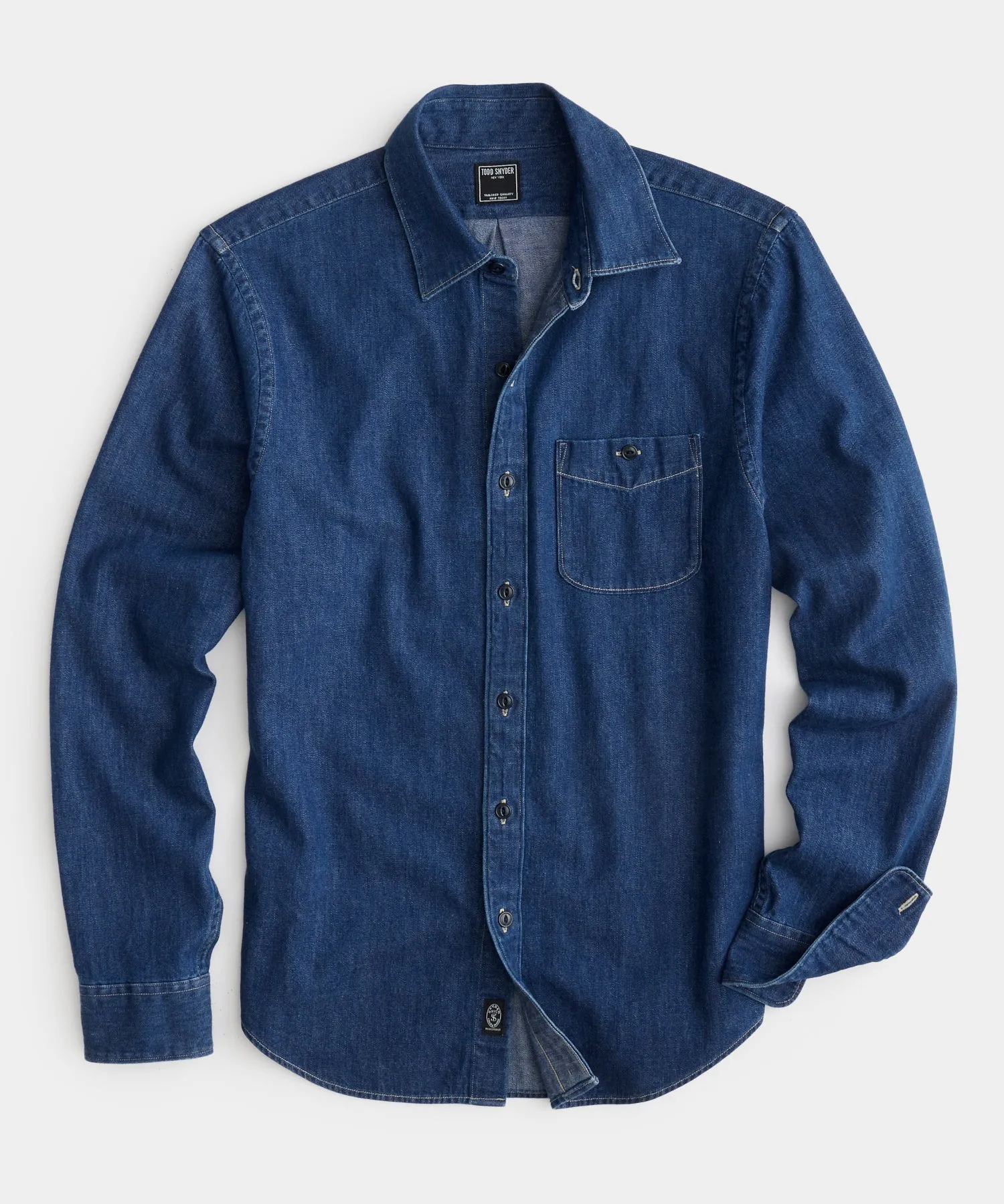 Slim Fit Denim Point Collar Shirt