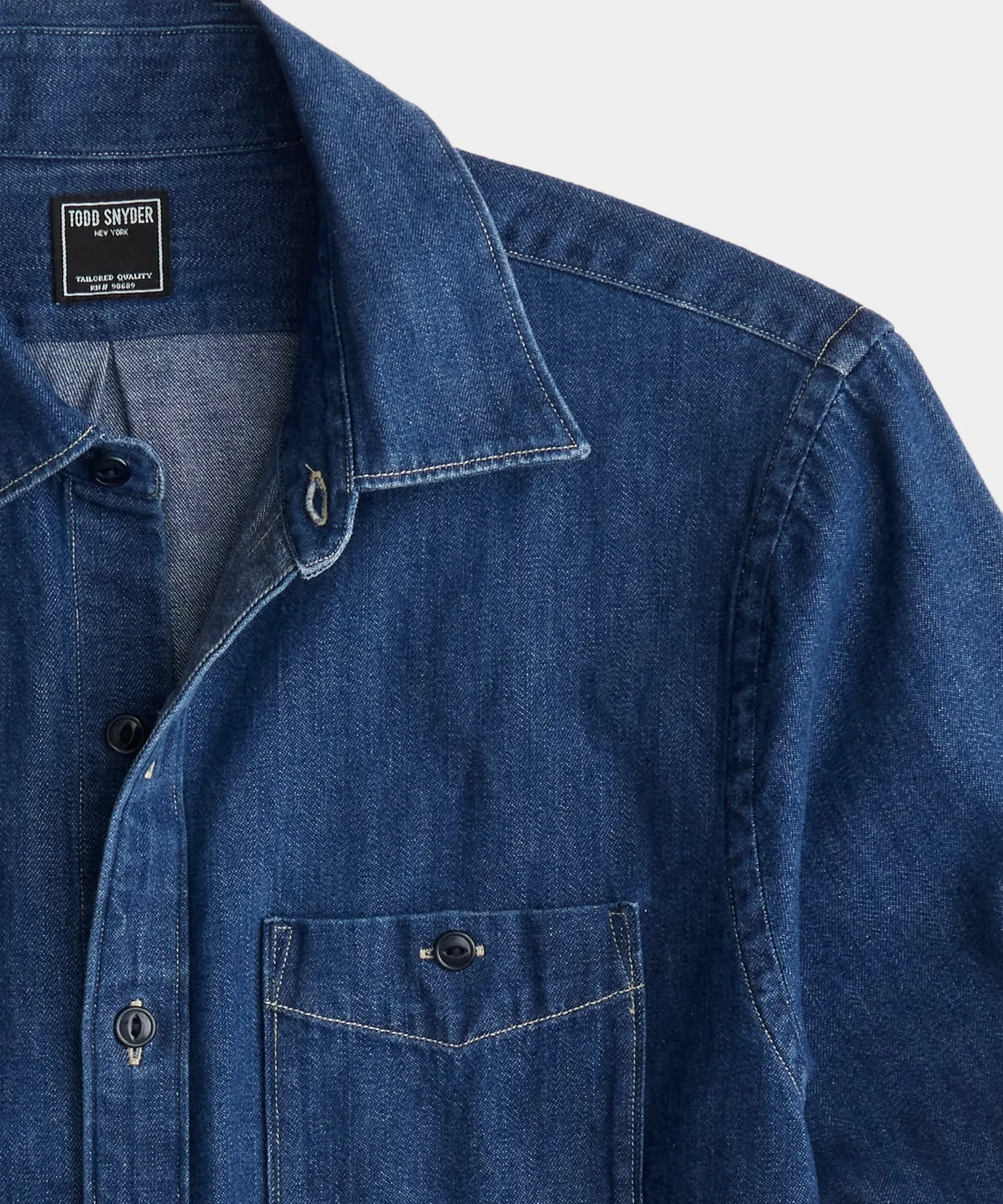Slim Fit Denim Point Collar Shirt