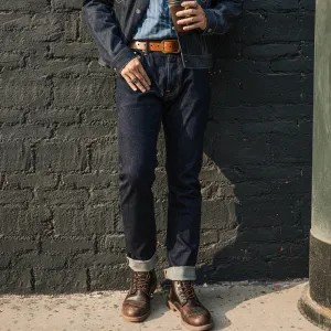 Slim Straight Red Selvedge Denim Jeans for Men: Rinsed Spring Pants