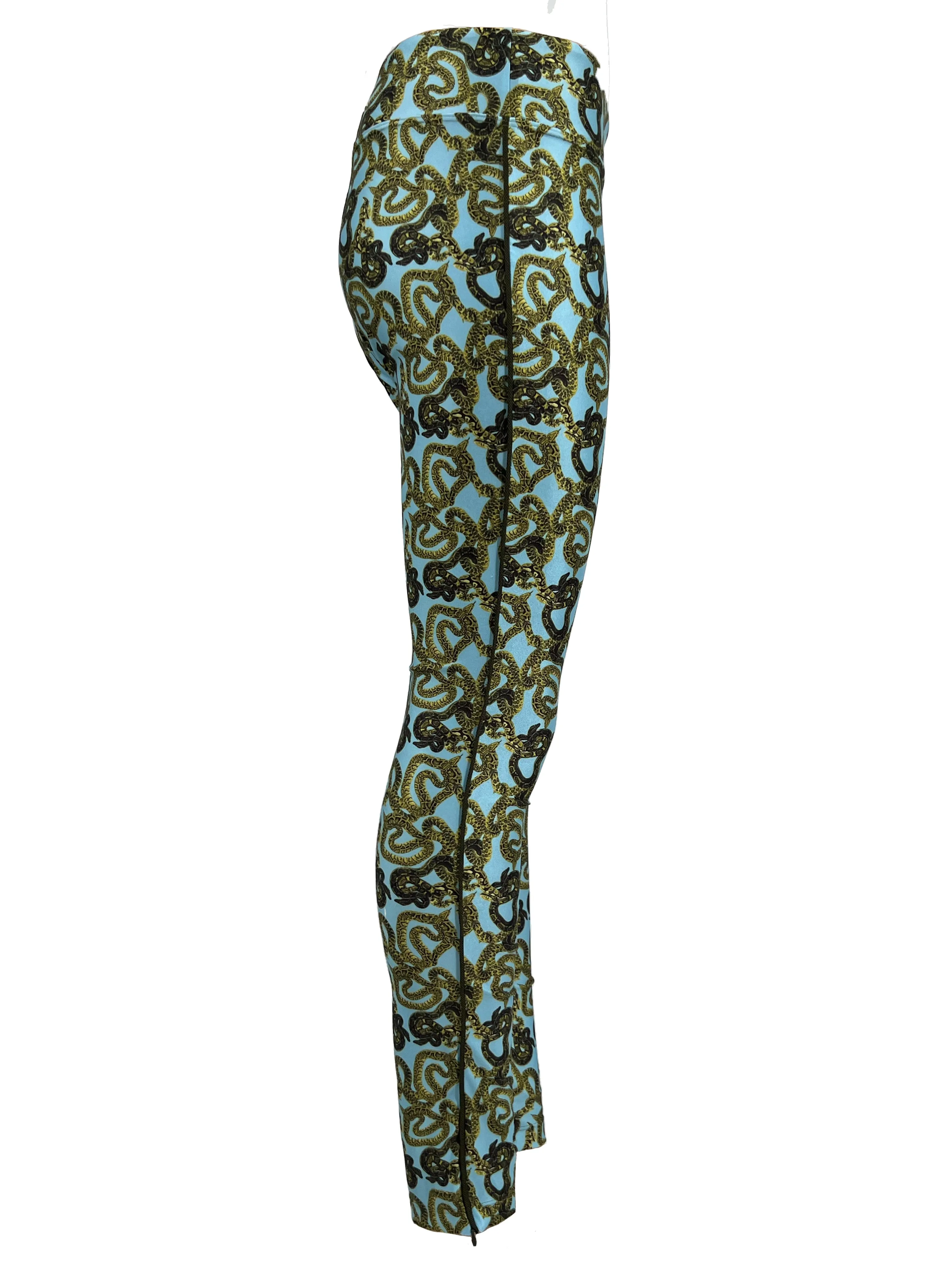 Snake Pant with Piping - Turquoise