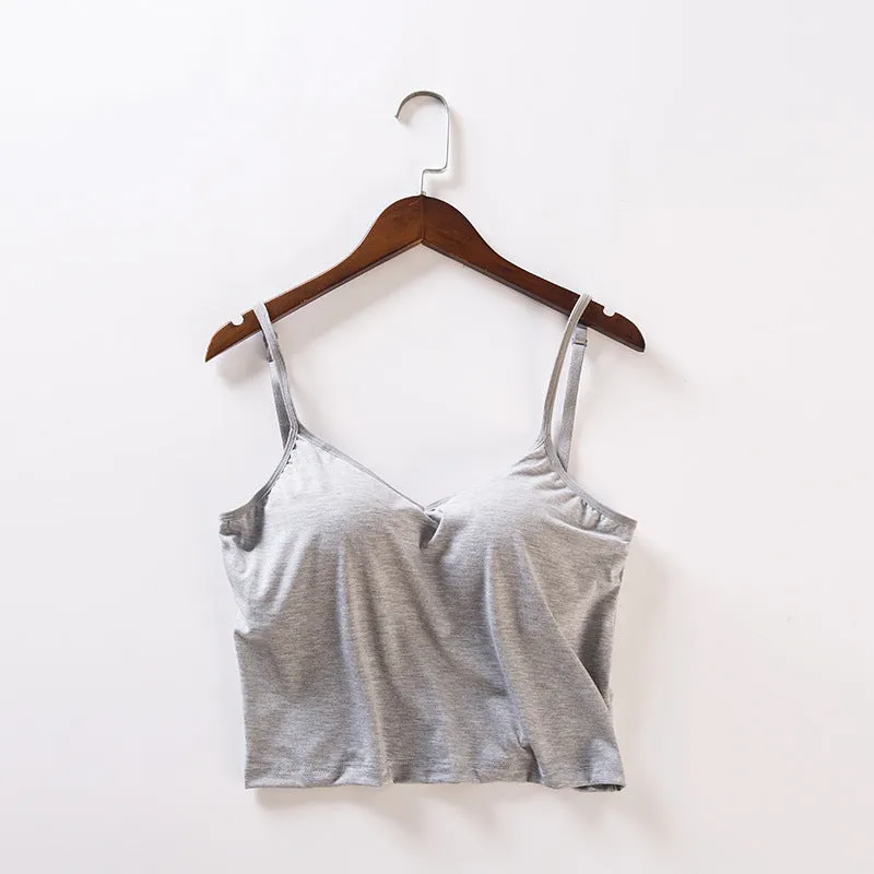 Spaghetti Strap Singlet Crop with In built bra
