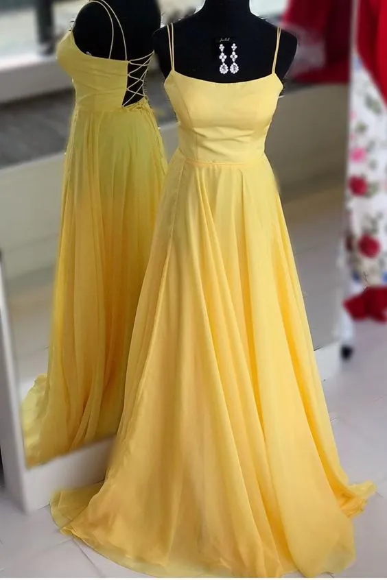 Spaghetti Straps Green Prom Dress