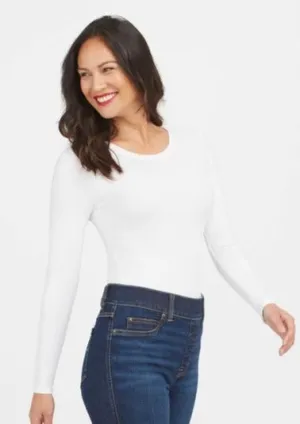 Spanx Scoop Neck L/S Bodysuit - White