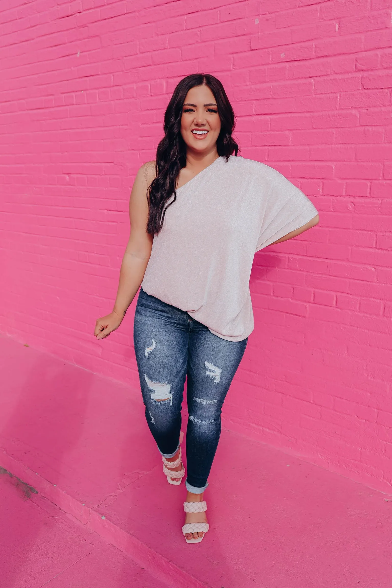 Sparkling Asymm One Shoulder Top