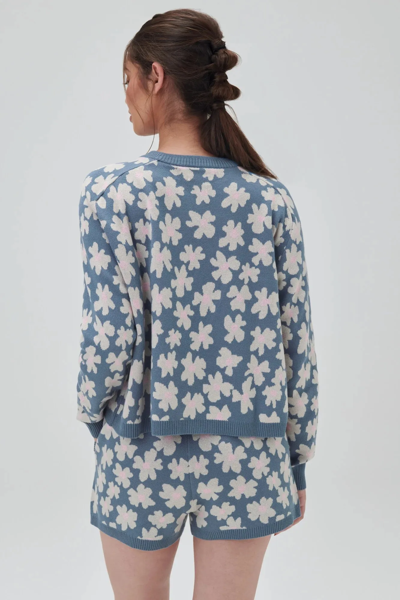 Spiritual Gangster Floral Jacquard Boxy Raglan Pullover
