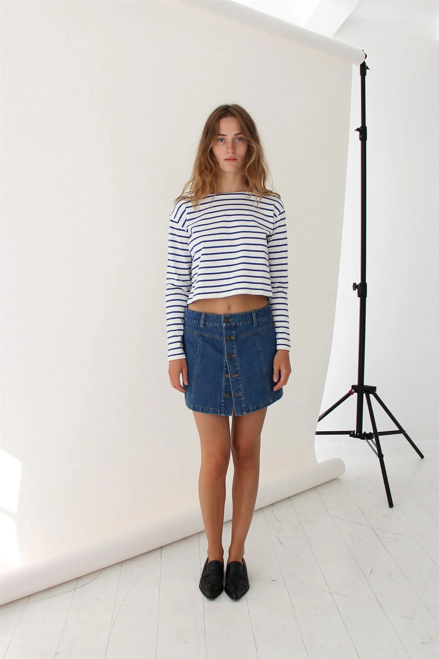 Stacy Blouse White Blue Stripe