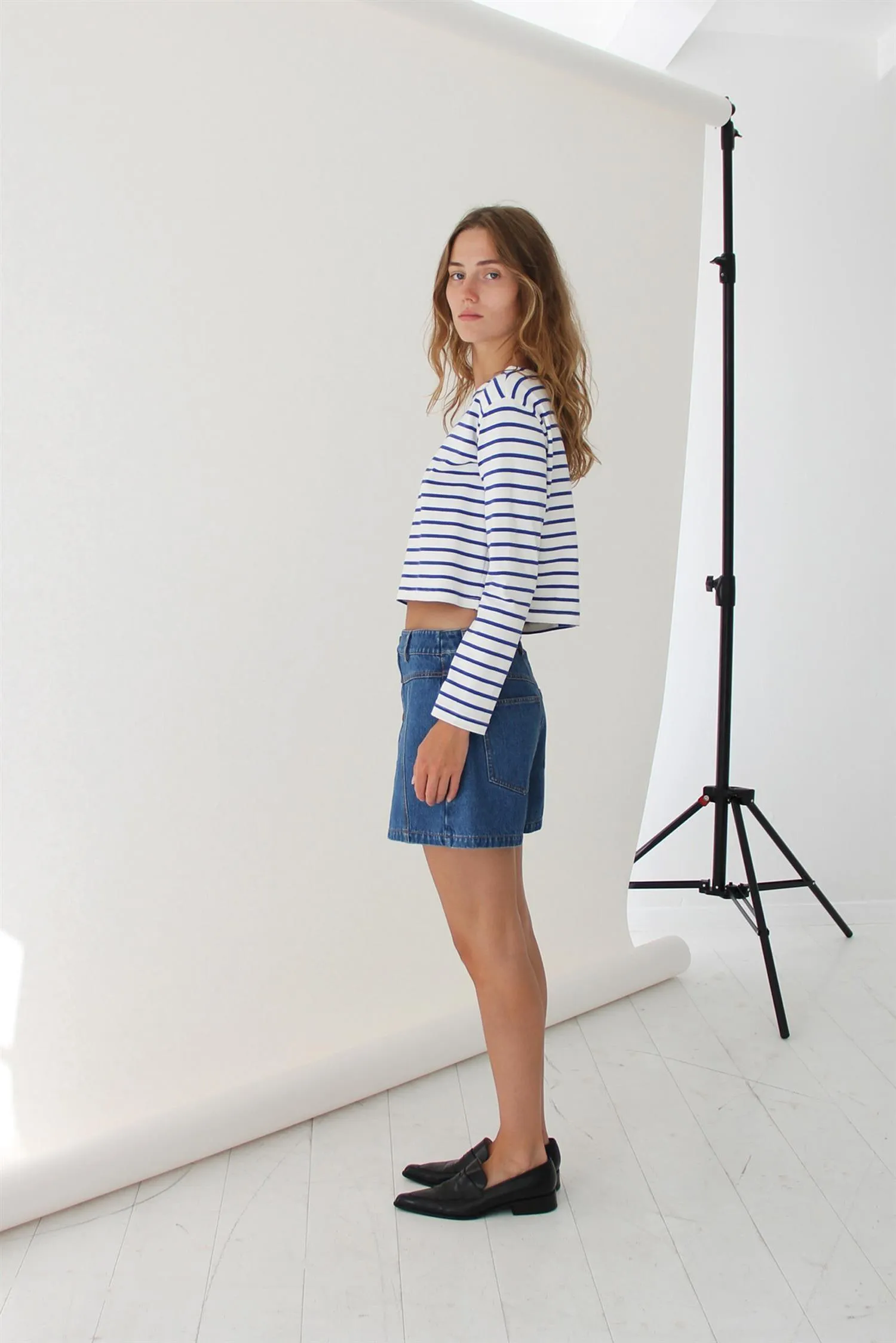 Stacy Blouse White Blue Stripe