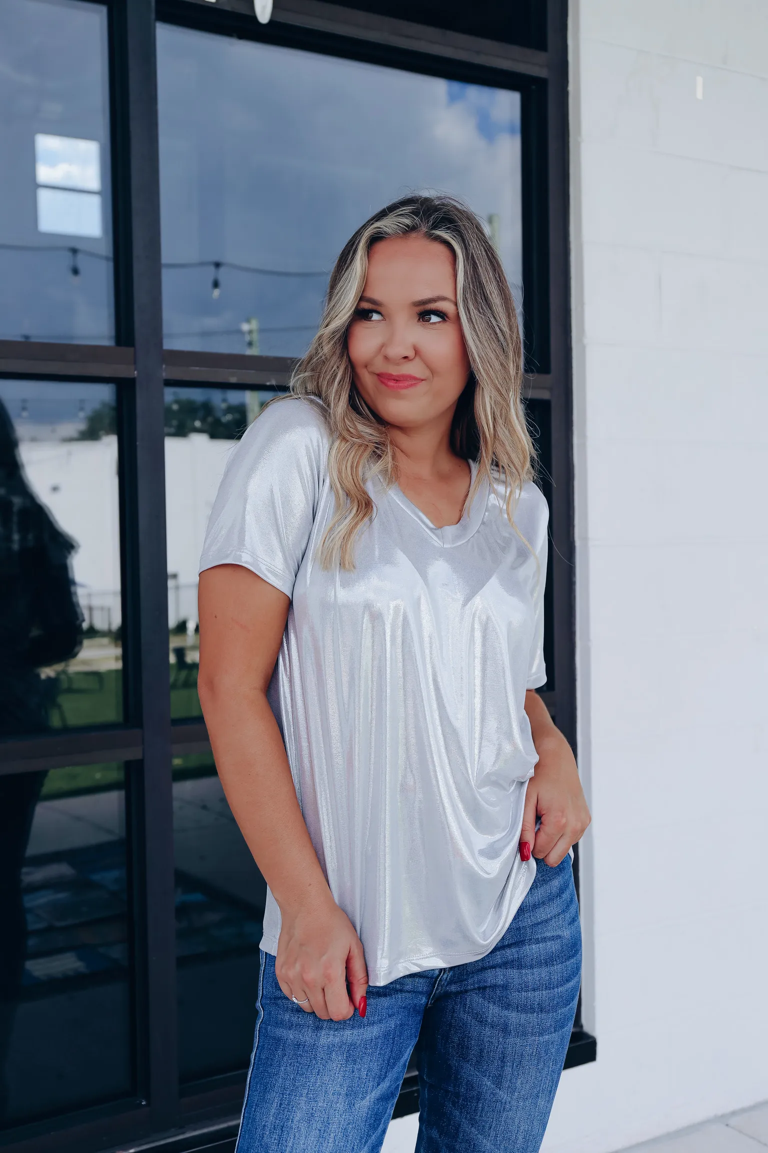 Standout Metallic Top - Silver