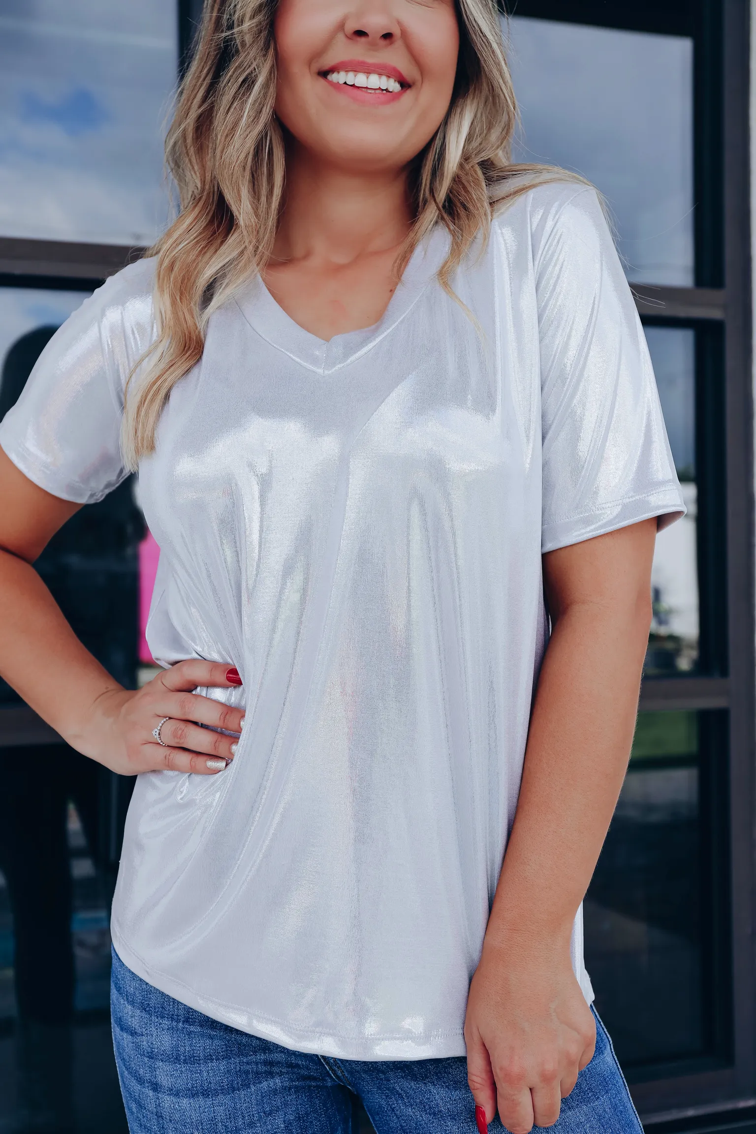 Standout Metallic Top - Silver