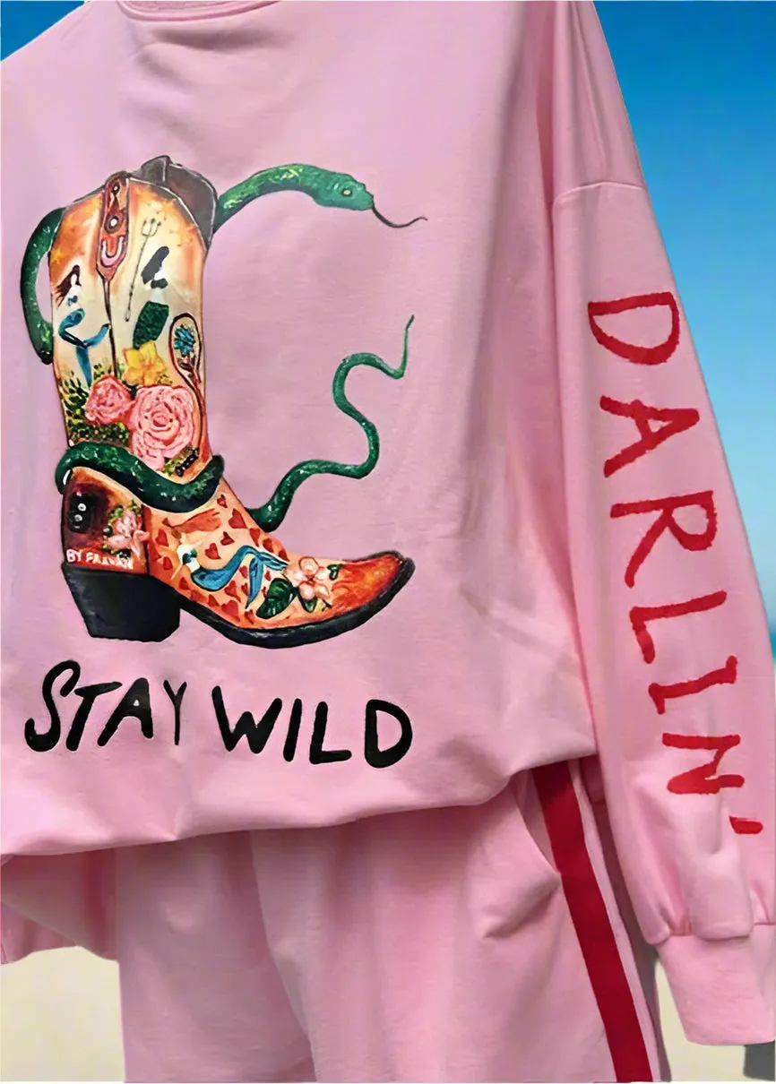 Stay Wild Darling Long Sleeve Short Set