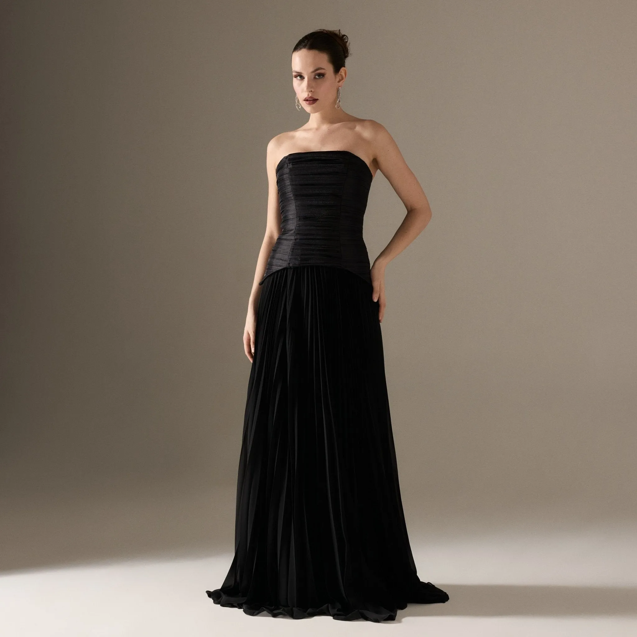 Strapless Ruched Maxi Dress