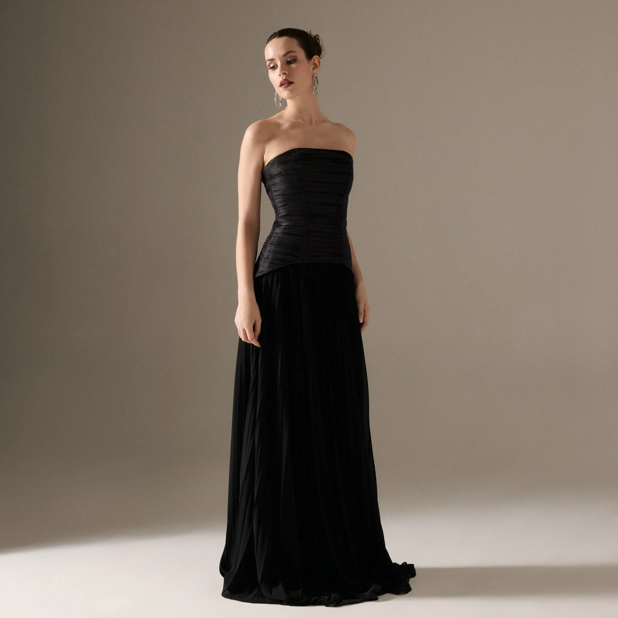 Strapless Ruched Maxi Dress