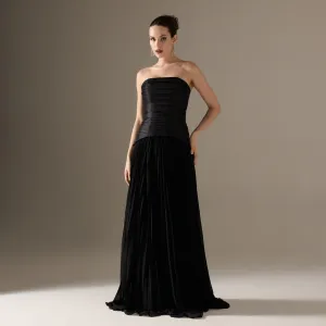 Strapless Ruched Maxi Dress