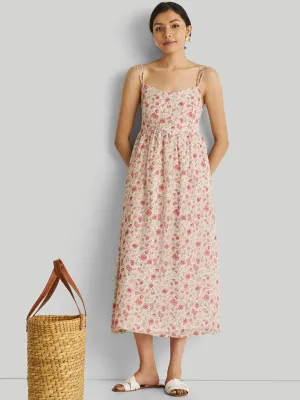 Strappy Gathered Petal Fusion Dress