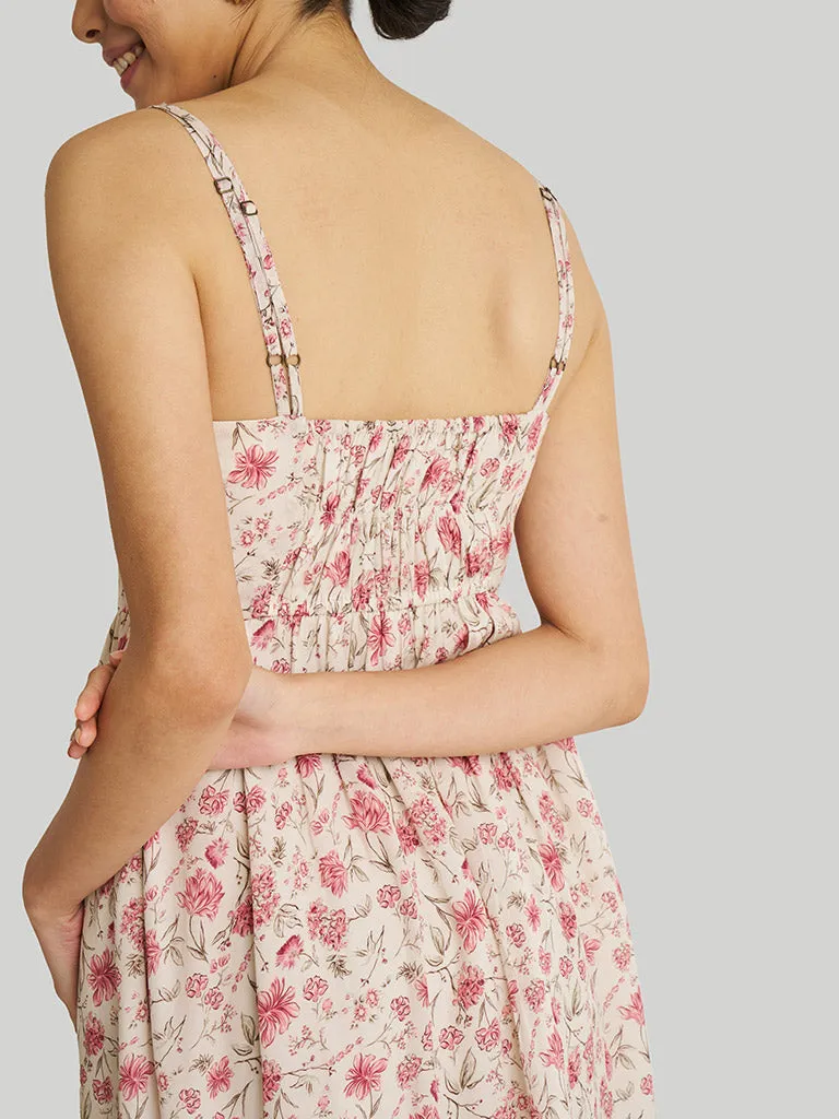 Strappy Gathered Petal Fusion Dress