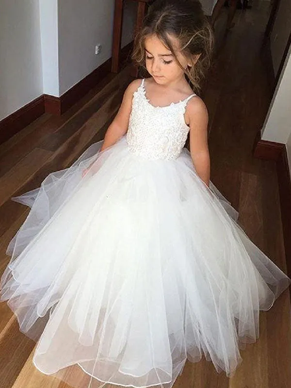 Straps Neck Sleeveless Lace Kids Party Dresses