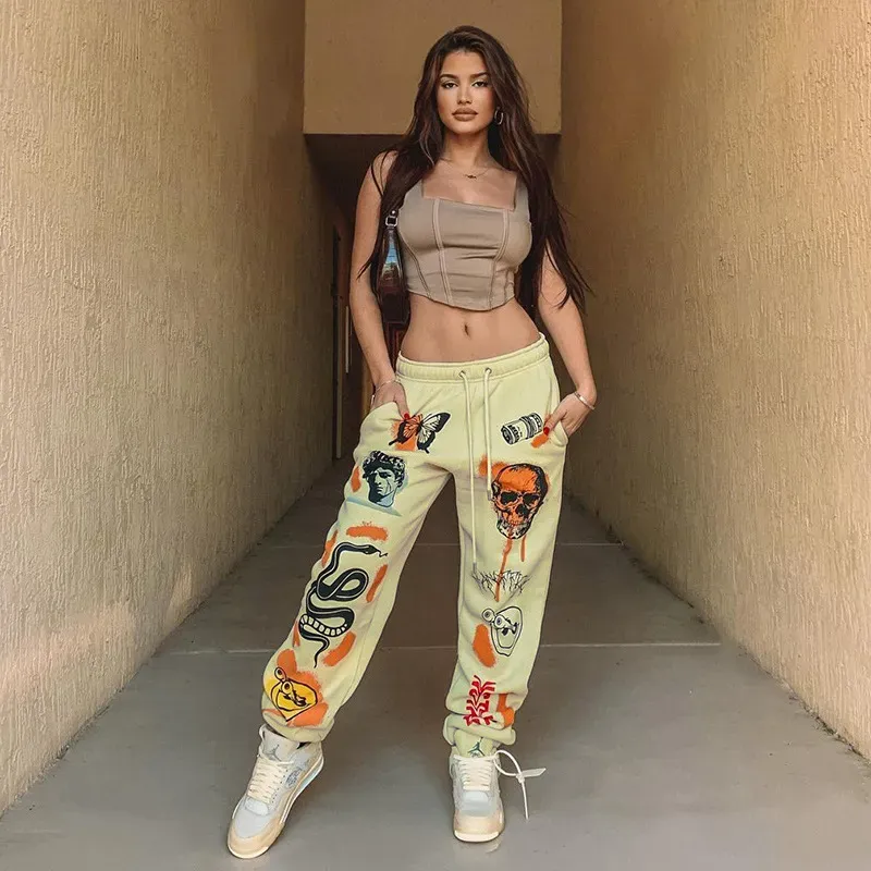 Streetwave High-Rise Drawstring Graphic Print Jogger Pants