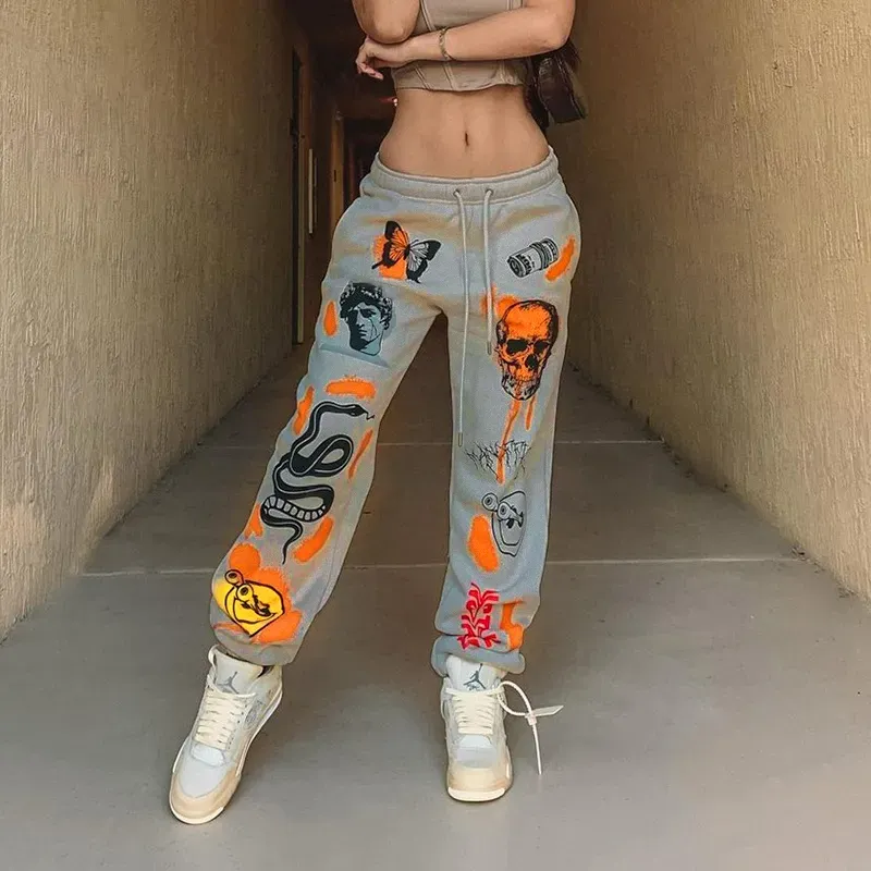 Streetwave High-Rise Drawstring Graphic Print Jogger Pants