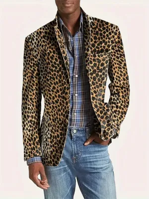 Stylish leopard print casual blazer