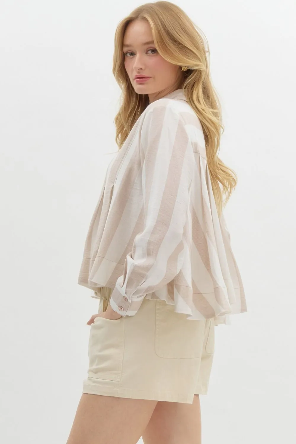 Sunkissed Stripes Button-Up Blouse