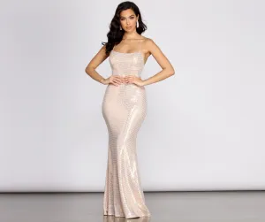 Suzette Lace Stylish Back Sequin Dress
