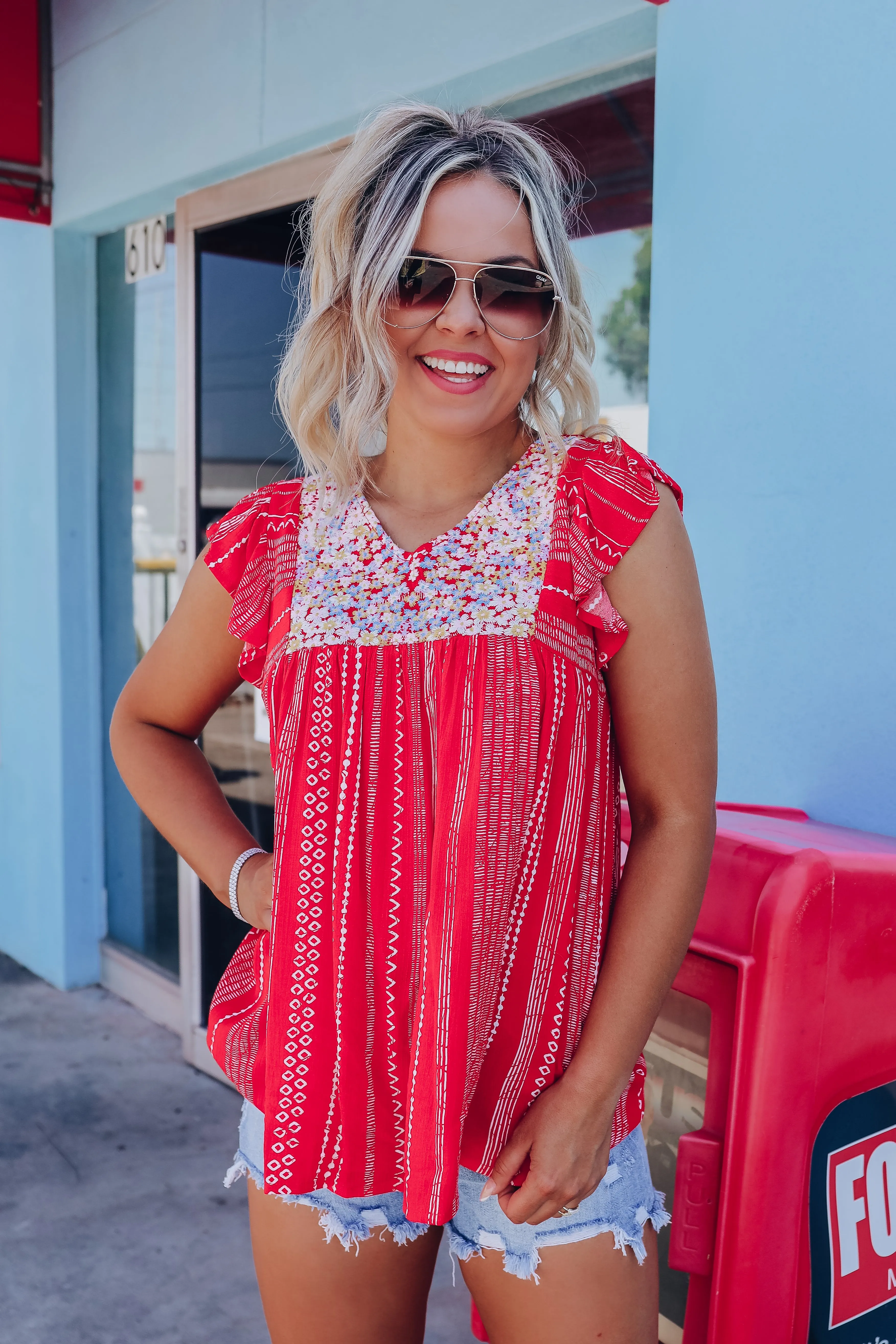 Sweet Emaline Embroidered Smock Top