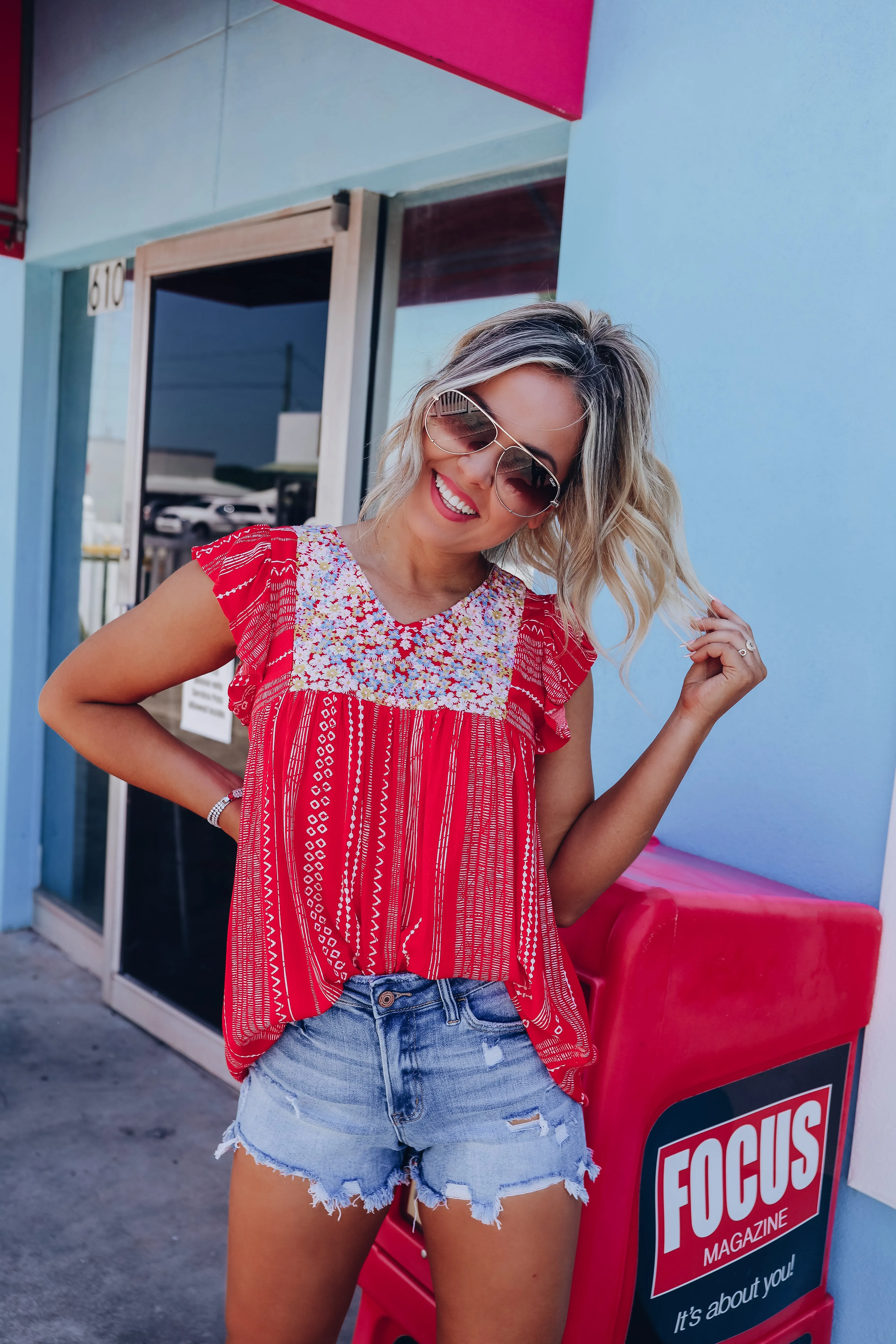 Sweet Emaline Embroidered Smock Top