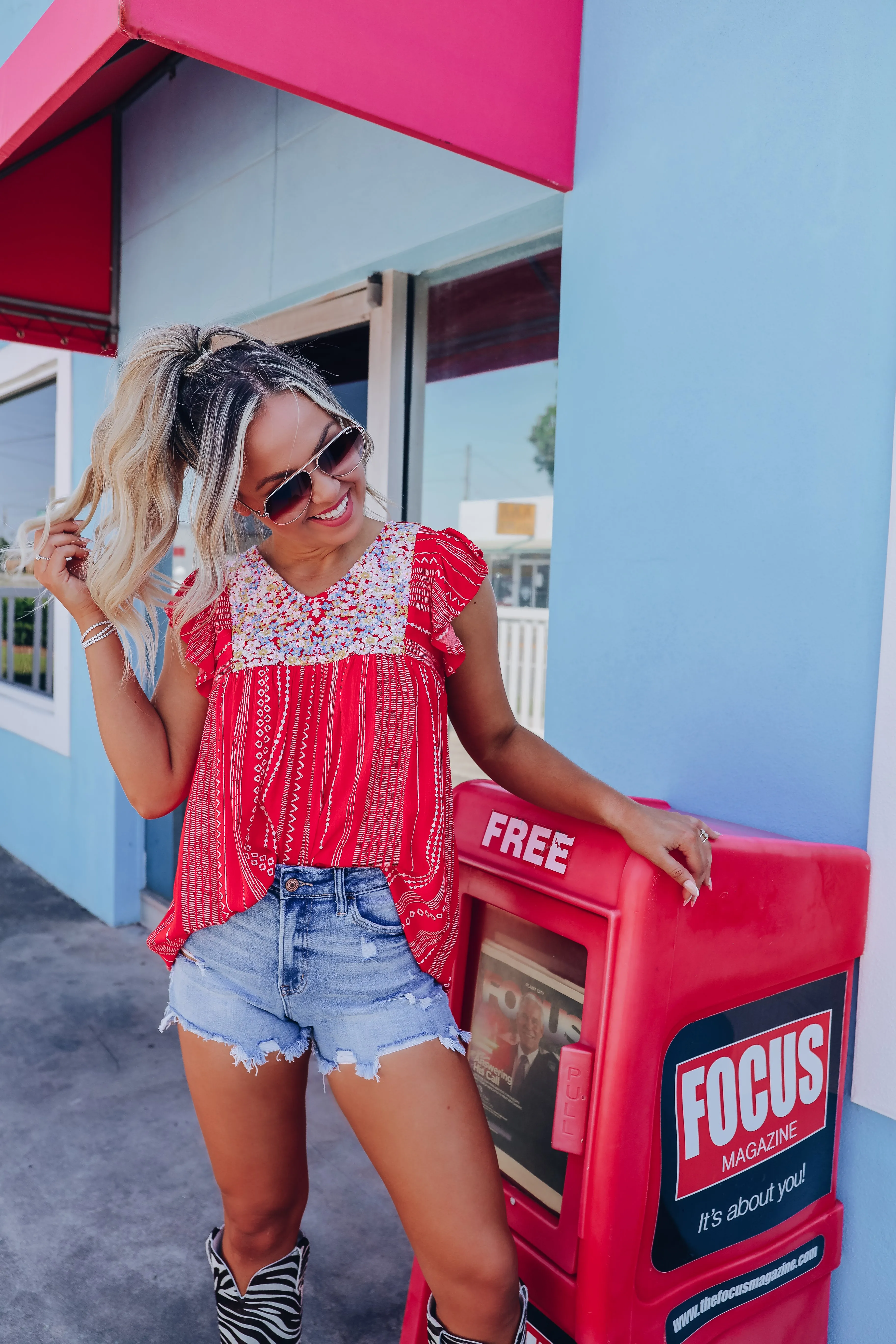 Sweet Emaline Embroidered Smock Top