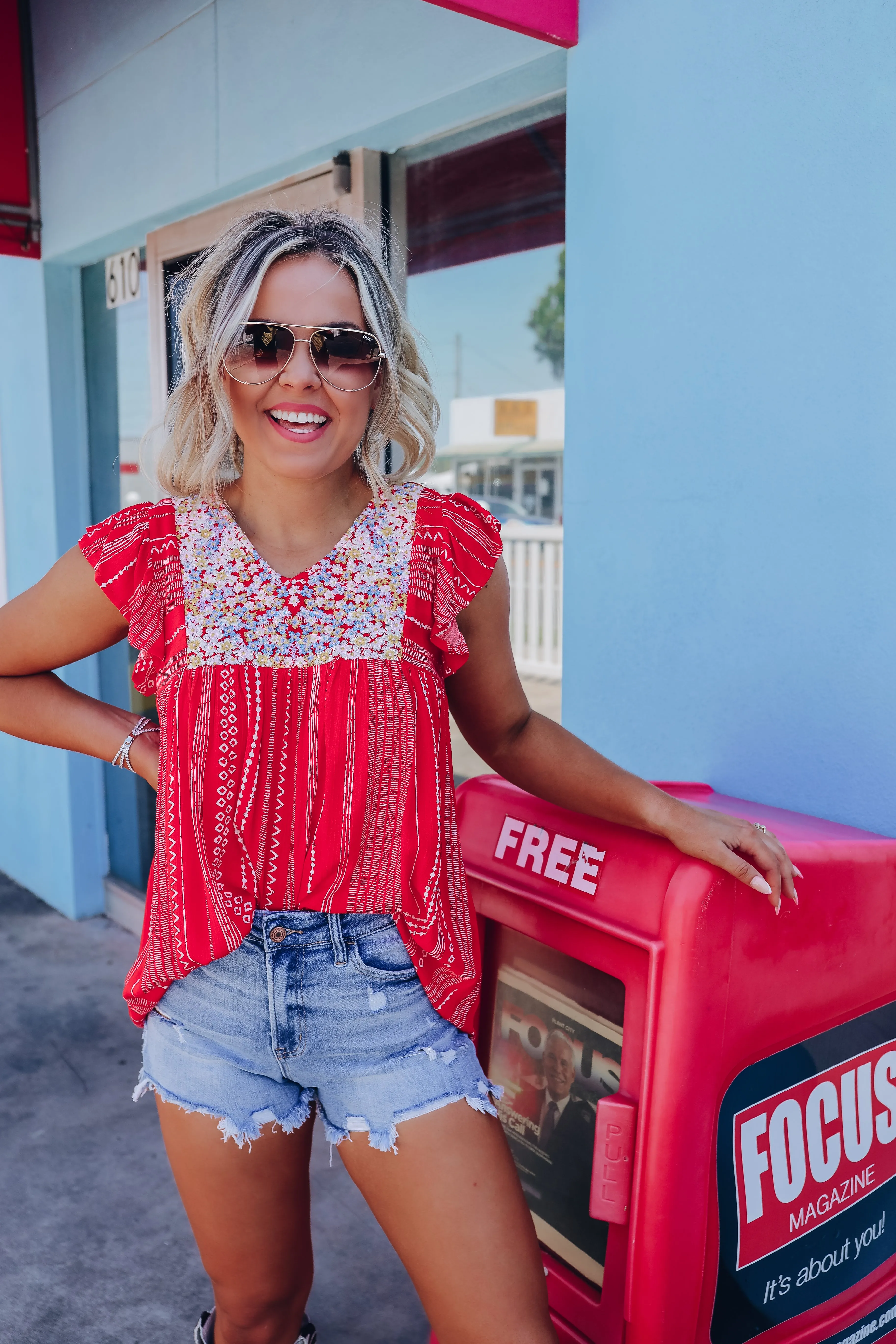 Sweet Emaline Embroidered Smock Top