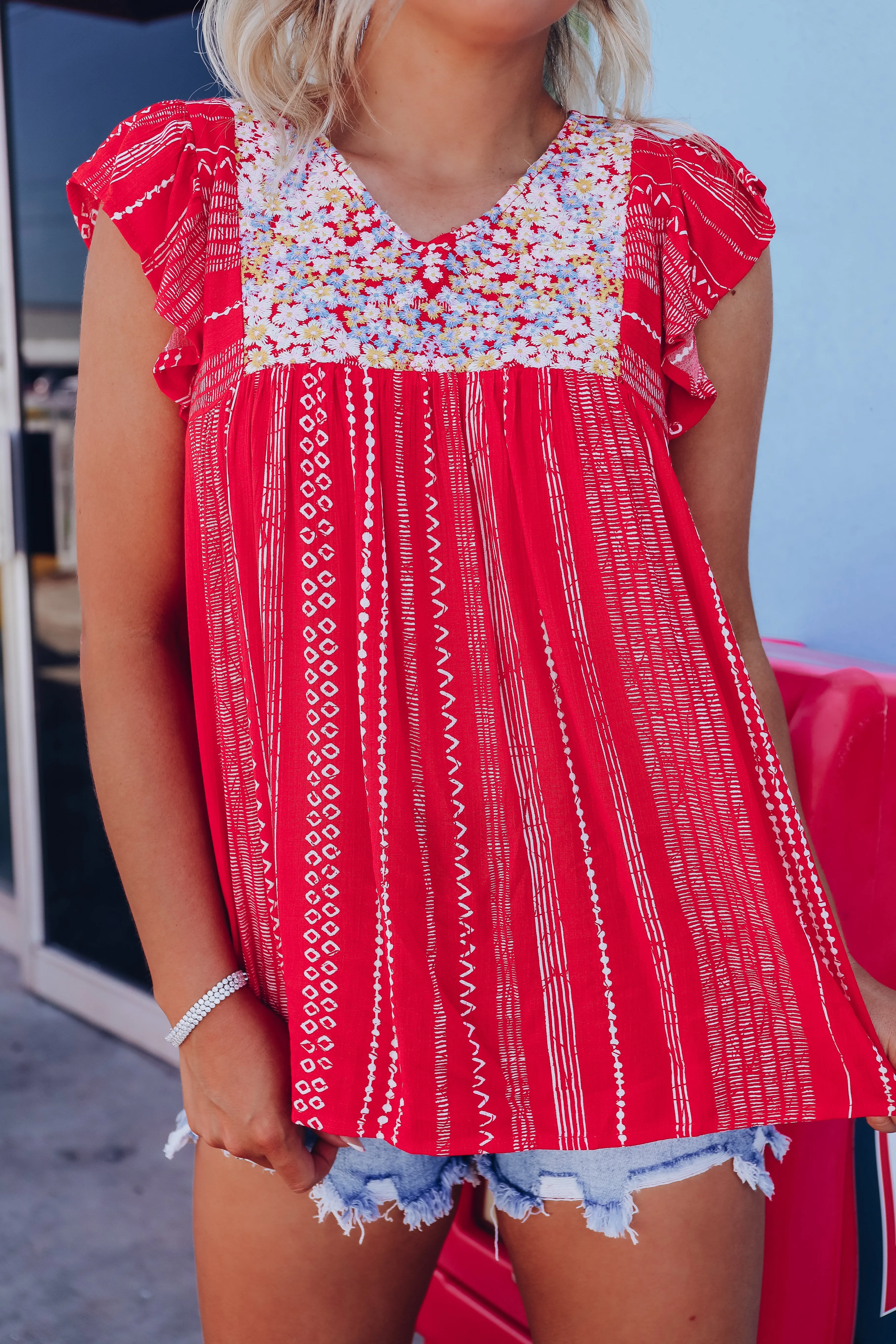 Sweet Emaline Embroidered Smock Top