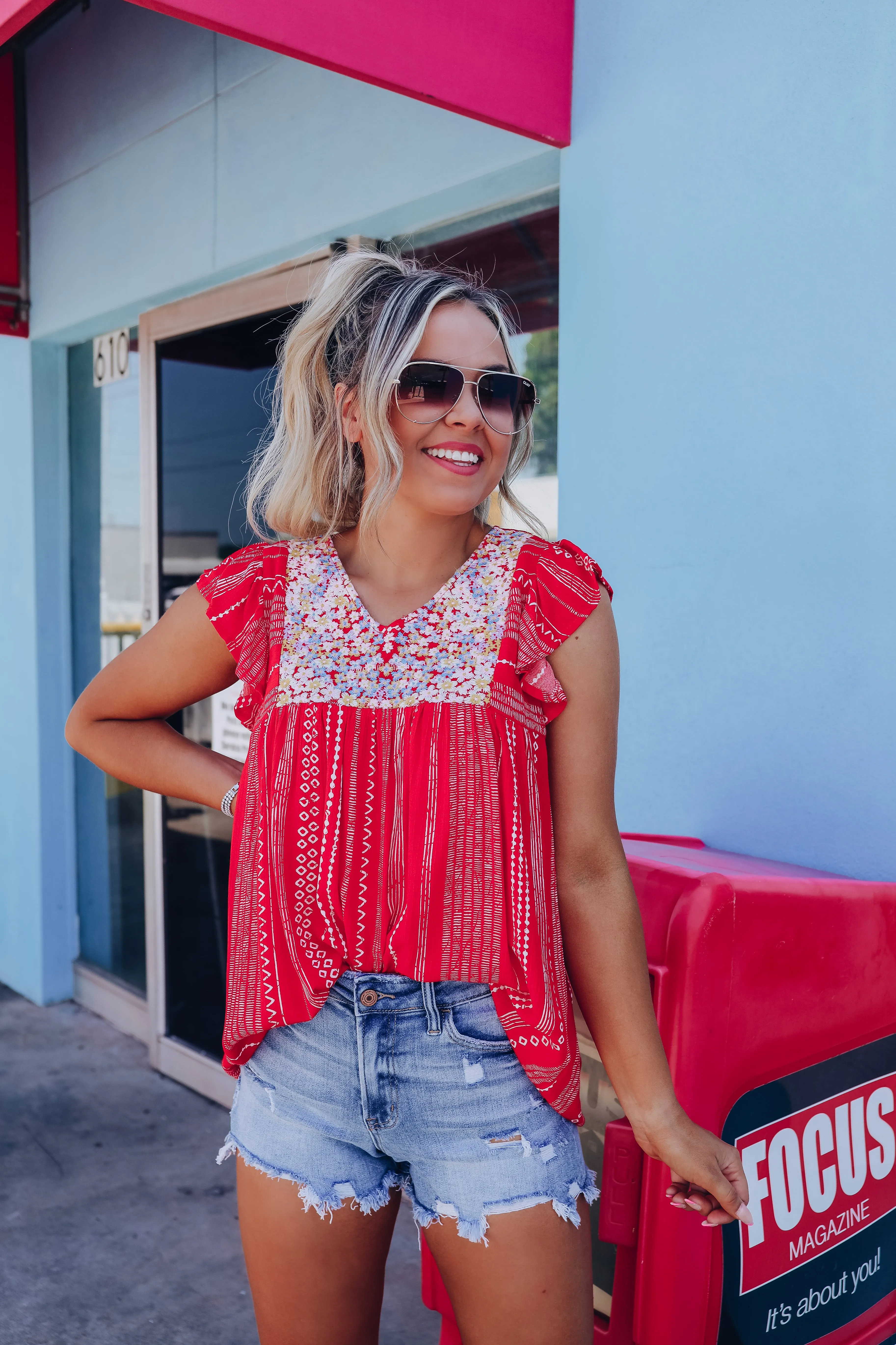 Sweet Emaline Embroidered Smock Top