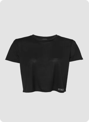 SYKE Black Flowy Crop Top