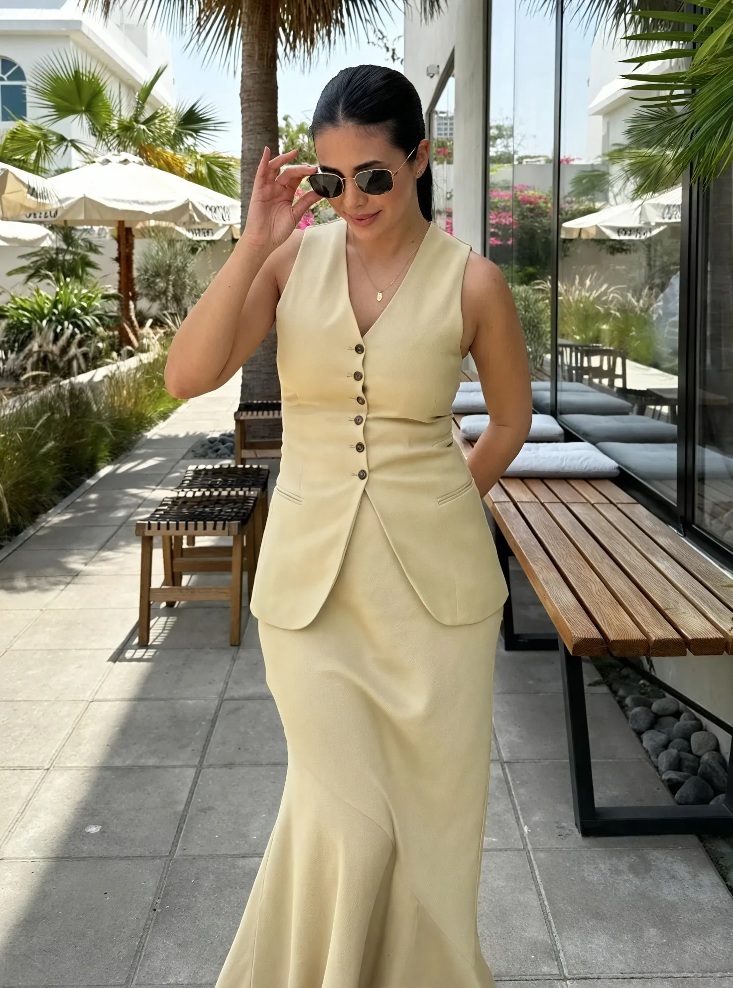Tailored Vest with Decorative Accents