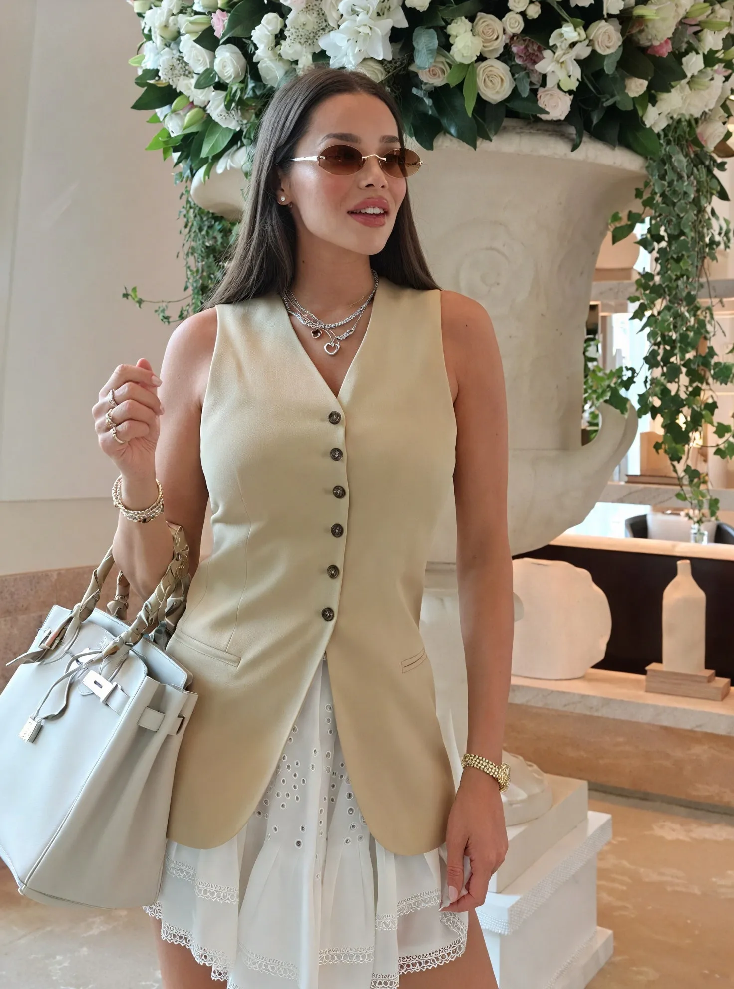 Tailored Vest with Decorative Accents