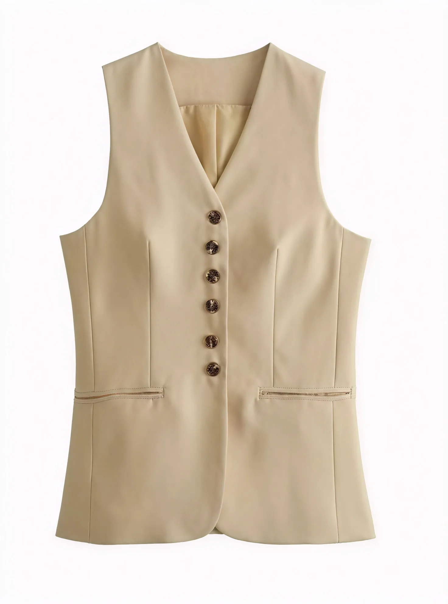 Tailored Vest with Decorative Accents