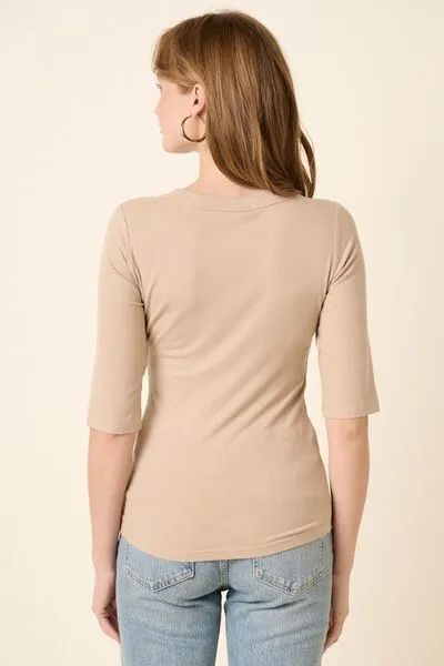 Tan Round Neck Half Sleeve T-Shirt