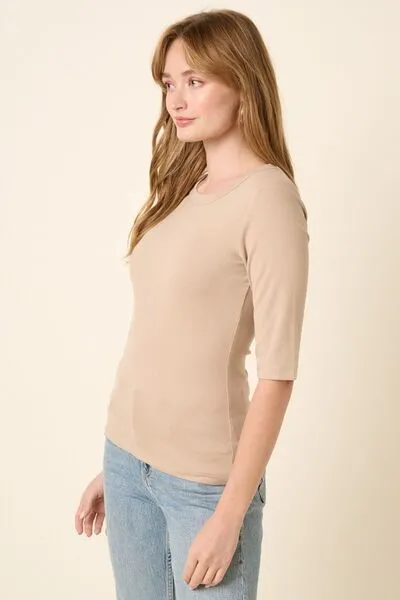 Tan Round Neck Half Sleeve T-Shirt