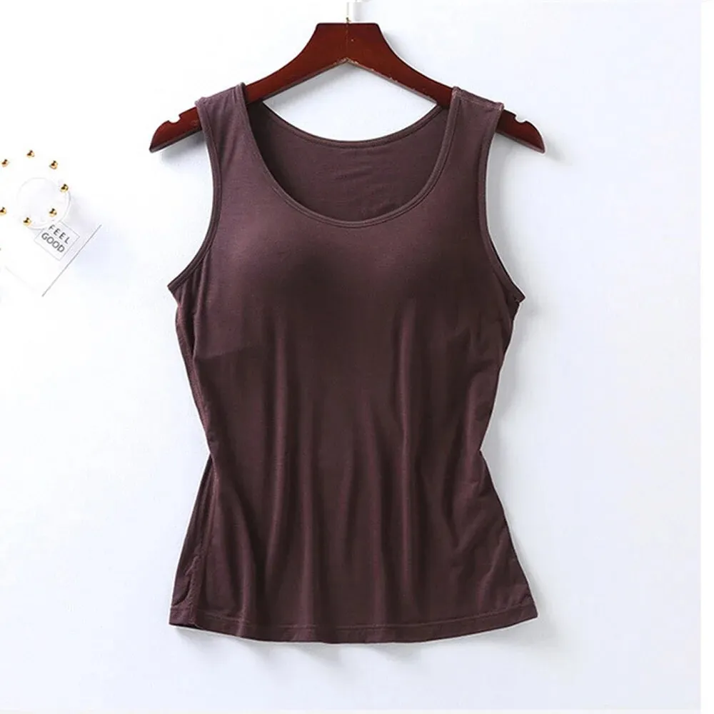 Tank Top with Built In Bra Plus size available Summer Colours