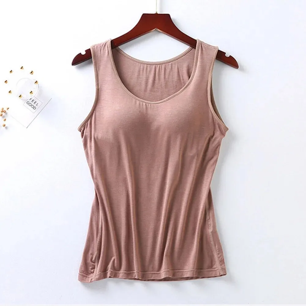 Tank Top with Built In Bra Plus size available Summer Colours