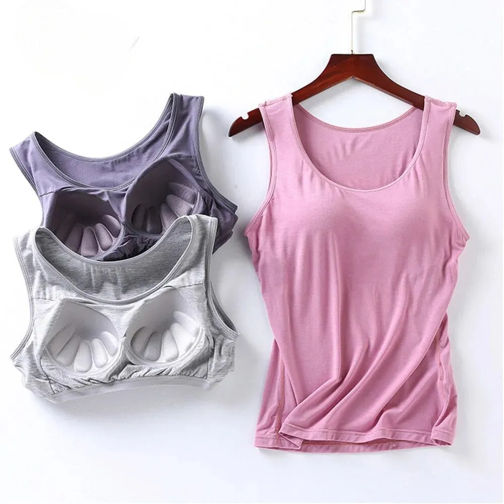 Tank Top with Built In Bra Plus size available Summer Colours