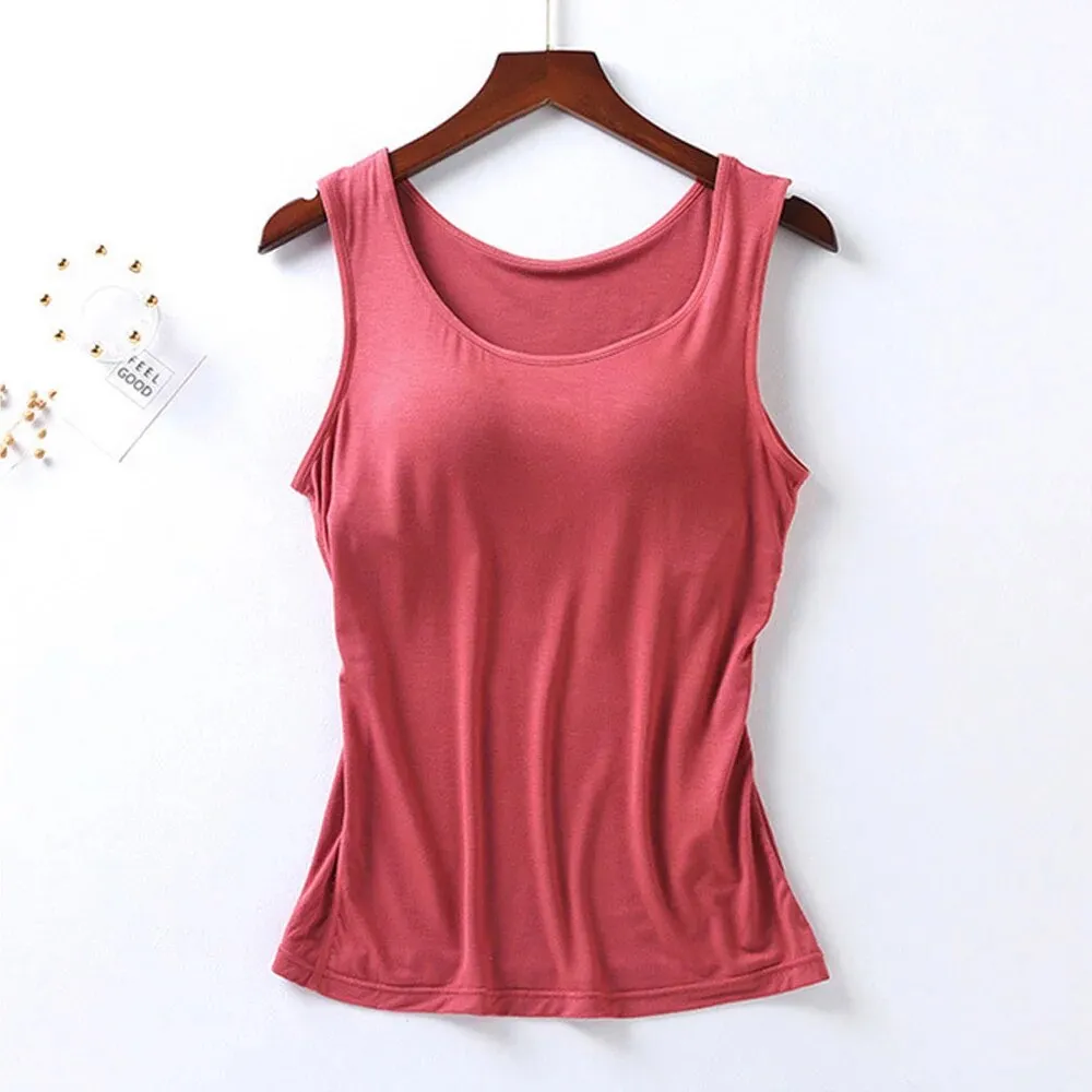 Tank Top with Built In Bra Plus size available Summer Colours