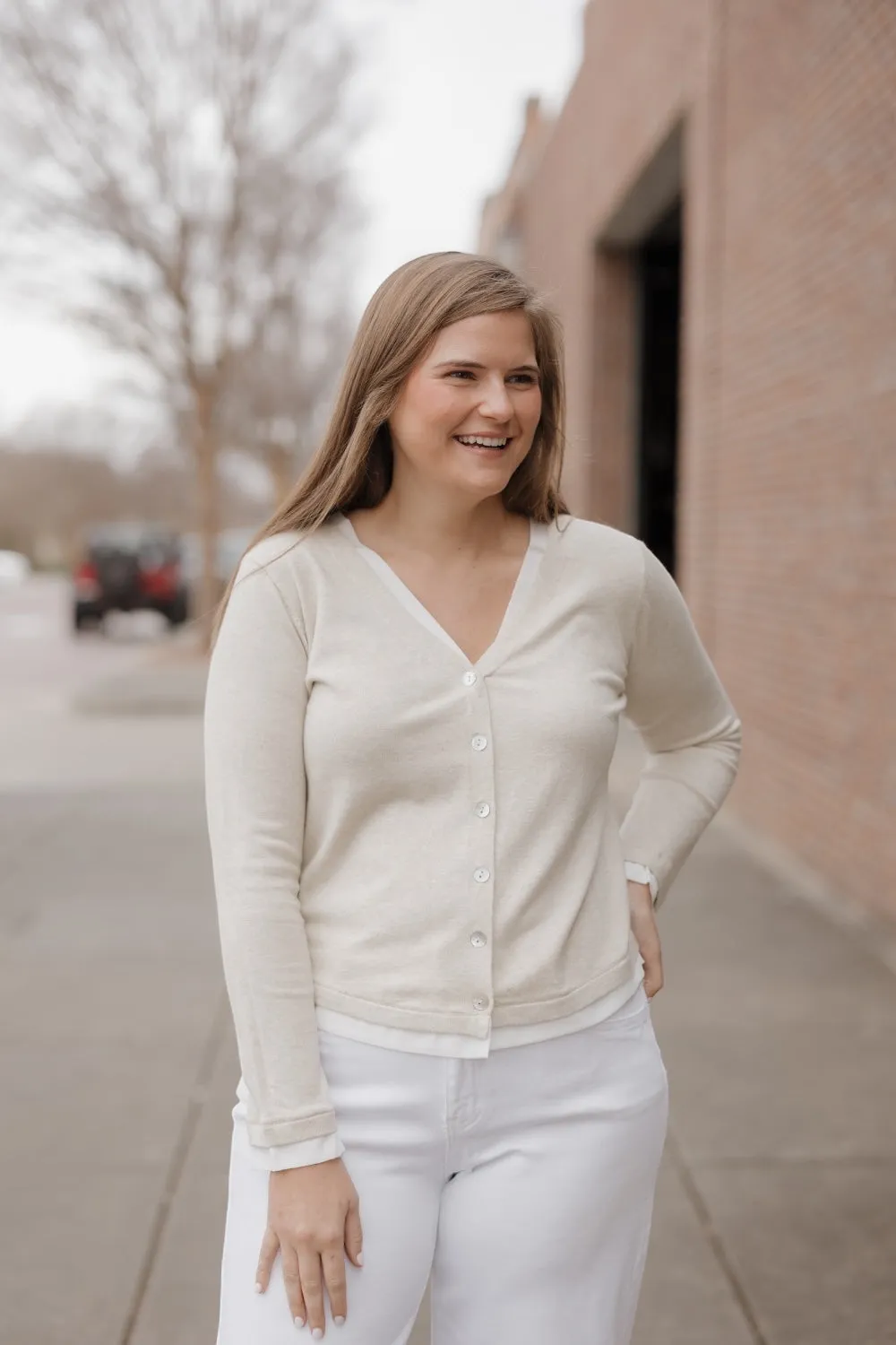 Taylor Button Down Sweater Combo Top
