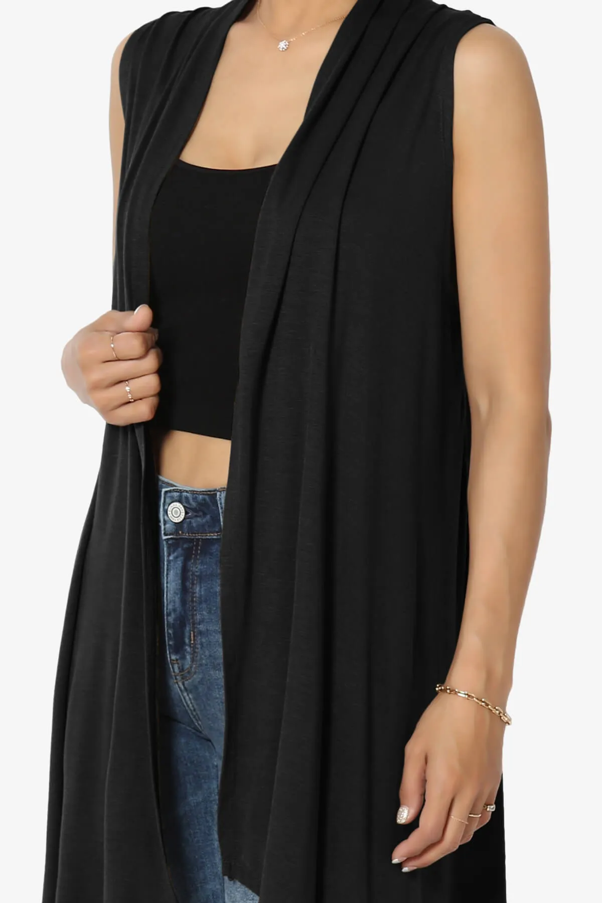 Taysom Draped Open Front Sleeveless Cardigan Vest PLUS