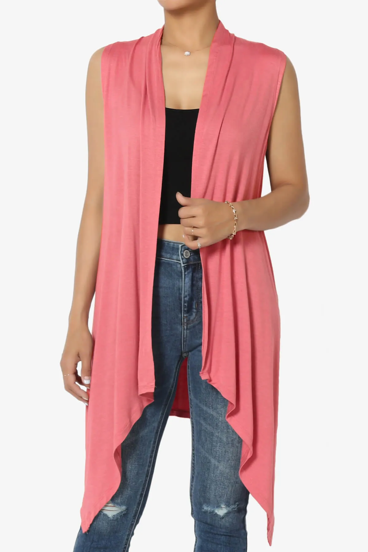 Taysom Draped Open Front Sleeveless Cardigan Vest PLUS