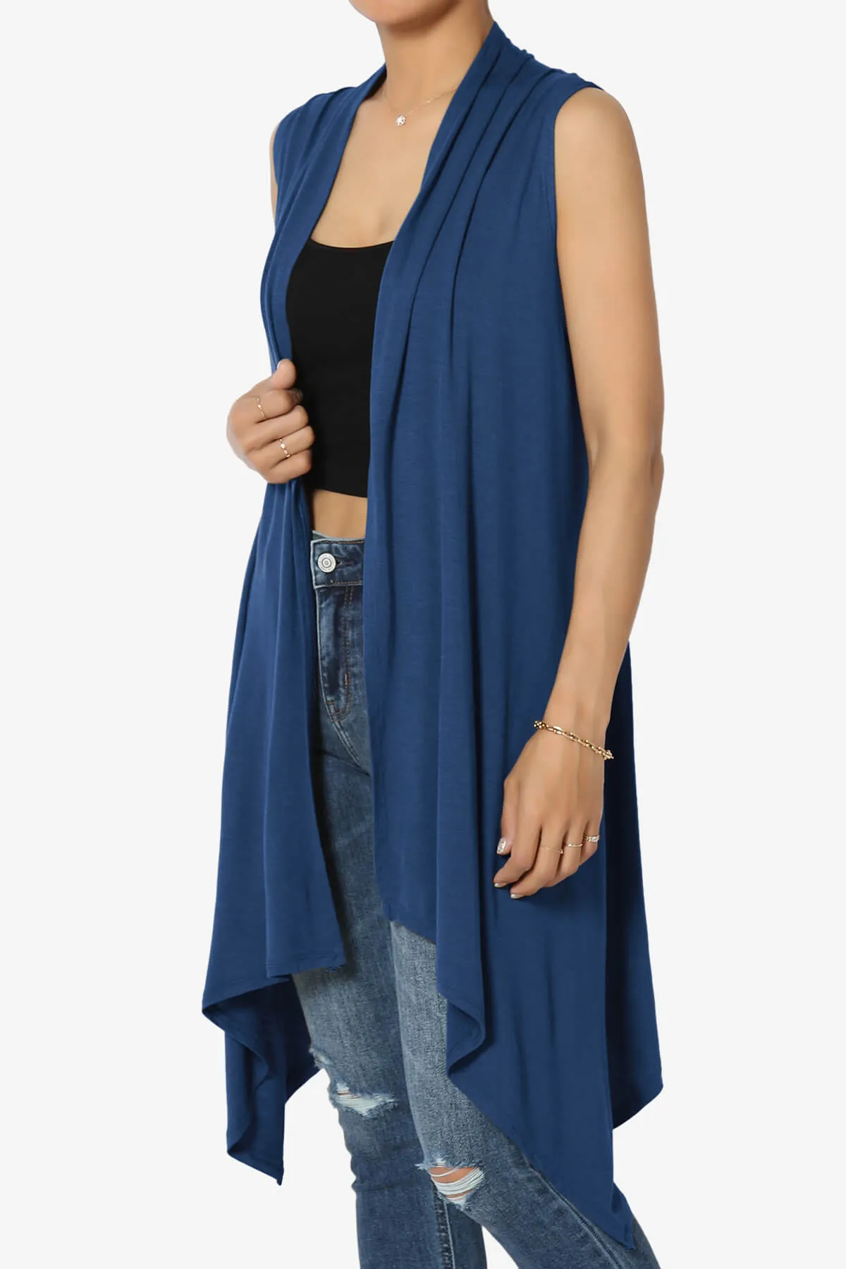 Taysom Draped Open Front Sleeveless Cardigan Vest PLUS