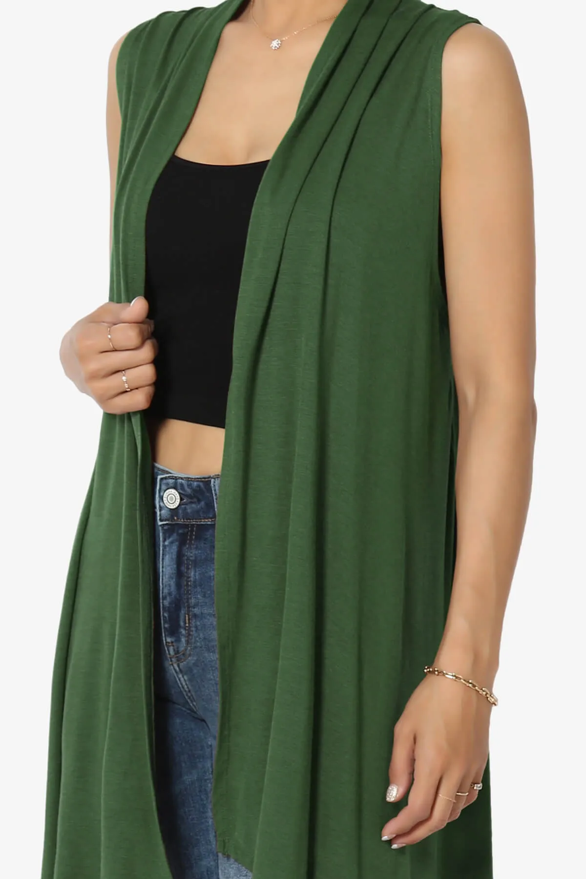 Taysom Draped Open Front Sleeveless Cardigan Vest PLUS